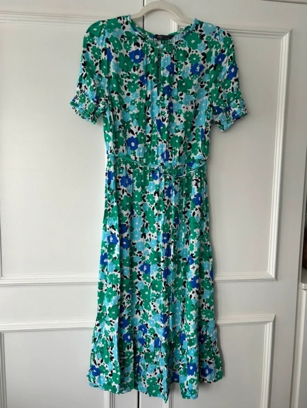 Floral Green & Blue Midi Dress